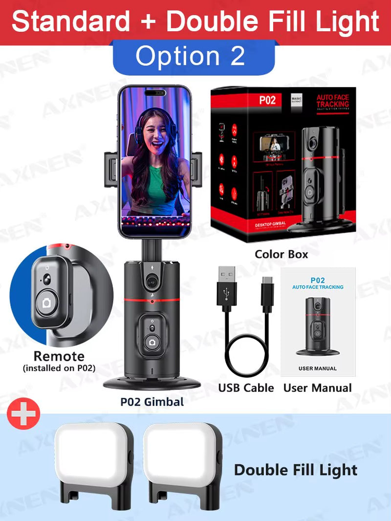 2026 New 360 Rotation Follow-Up Gimbal Stabilizer Monopod Desktop Tracking Gimbal with Remote for Live Photography