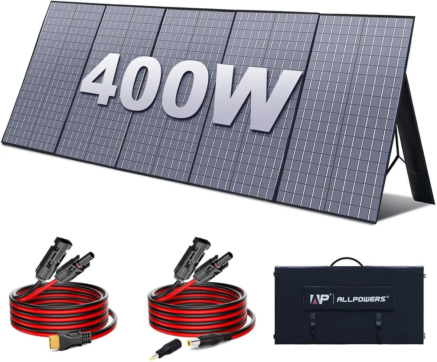 ALLPOWERS SP037 400W Portable Solar Panel,Foldable and Storage,Ip67 Waterproof,Suitable for Off-Grid Rvs,Camping,And Plug-And-Play Use,With Stand