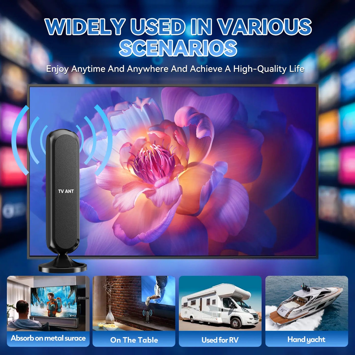 HIDB TV Antenna Digital for Smart TV HD Antena Indoor 4K 360° Signal Amplified Indoor TV Antenna for Easy Long Range Reception Installation No Monthly Bill Ultra Long Reception Distance TV Antenna for Local Channels ,Deals for You Days，Summerwins