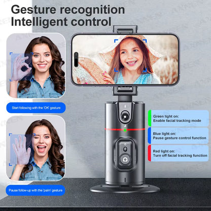 2026 New 360 Rotation Follow-Up Gimbal Stabilizer Monopod Desktop Tracking Gimbal with Remote for Live Photography