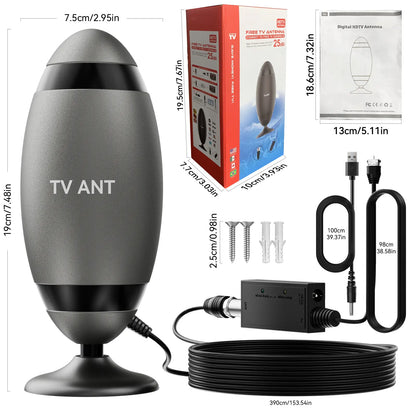 HIDB TV Antenna Digital for Smart TV HD Antena Indoor 4K 360° Signal Amplified Indoor TV Antenna for Easy Long Range Reception Installation No Monthly Bill Ultra Long Reception Distance TV Antenna for Local Channels ,Deals for You Days，Summerwins