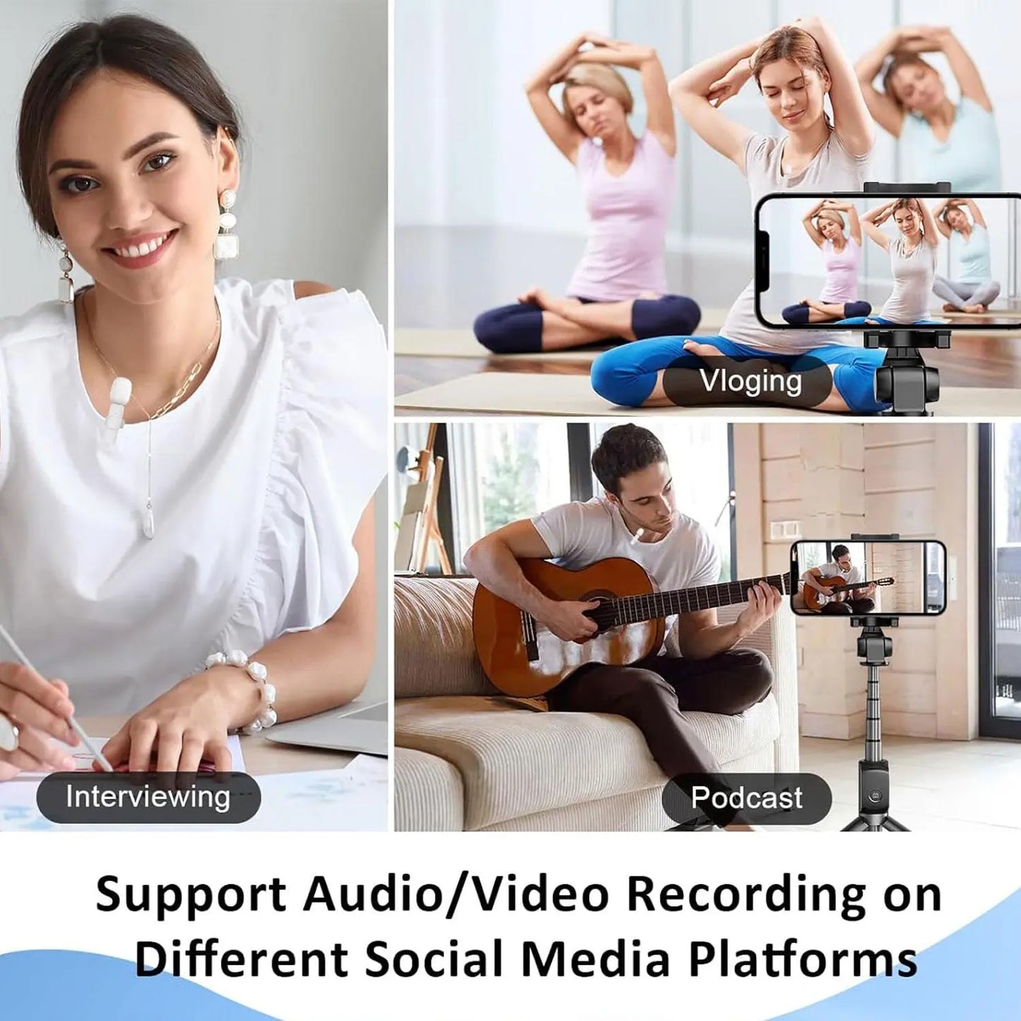 Professional Wireless Lavalier Microphone, USB Rechargeable Plug-And-Play Lapel Mic for Mobile Video Recording, Teaching, Interviews & Podcasts #GLOBAL PICKS