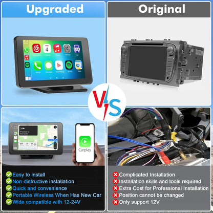 【PASLDA】2026 Upgraded Wireless Carplay Screen for Andriod & Iphone : the Ultimate Portable Car Play Adapter for Seamless In-Car Entertainment Car Media Player Car Monitor