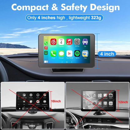 【PASLDA】2026 Upgraded Wireless Carplay Screen for Andriod & Iphone : the Ultimate Portable Car Play Adapter for Seamless In-Car Entertainment Car Media Player Car Monitor