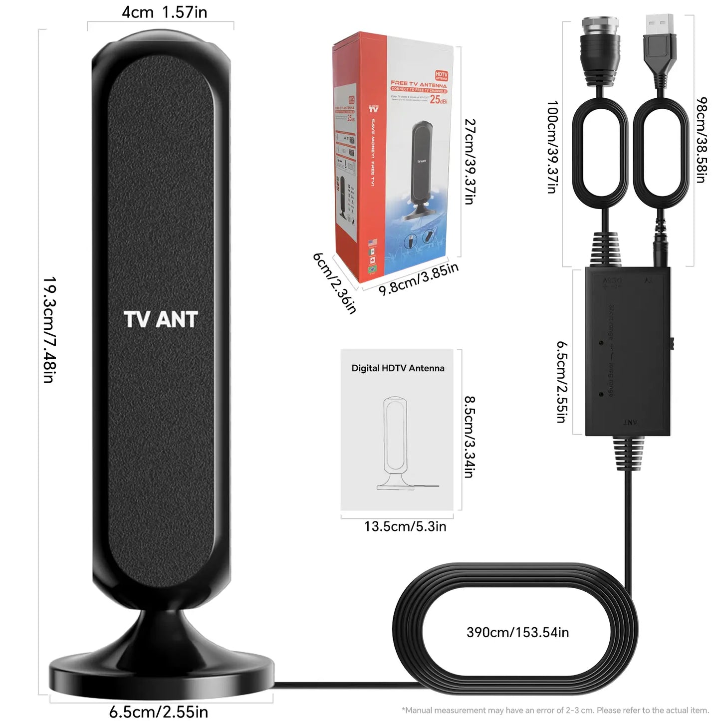 HIDB TV Antenna Digital for Smart TV HD Antena Indoor 4K 360° Signal Amplified Indoor TV Antenna for Easy Long Range Reception Installation No Monthly Bill Ultra Long Reception Distance TV Antenna for Local Channels ,Deals for You Days，Summerwins