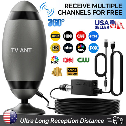 HIDB TV Antenna Digital for Smart TV HD Antena Indoor 4K 360° Signal Amplified Indoor TV Antenna for Easy Long Range Reception Installation No Monthly Bill Ultra Long Reception Distance TV Antenna for Local Channels ,Deals for You Days，Summerwins