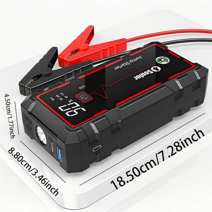 Soulor 8000Mah Portable Car Jump Starter 12V Battery Booster Power Bank with LED Emergency Light, LCD Display and Smart Jumper Cables for Cars Suvs Trucks