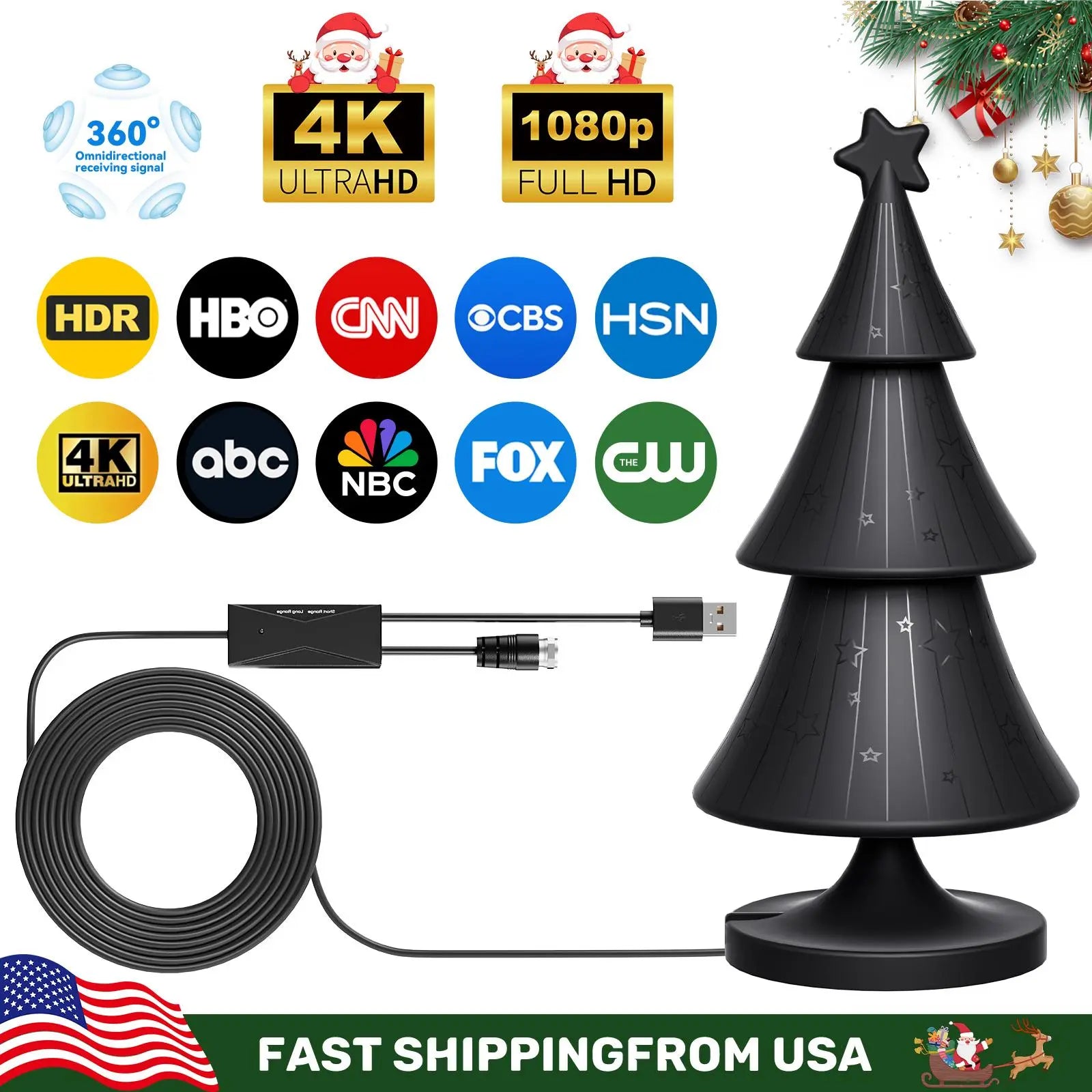 HIDB TV Antenna Digital for Smart TV HD Antena Indoor 4K 360° Signal Amplified Indoor TV Antenna for Easy Long Range Reception Installation No Monthly Bill Ultra Long Reception Distance TV Antenna for Local Channels ,Deals for You Days，Summerwins