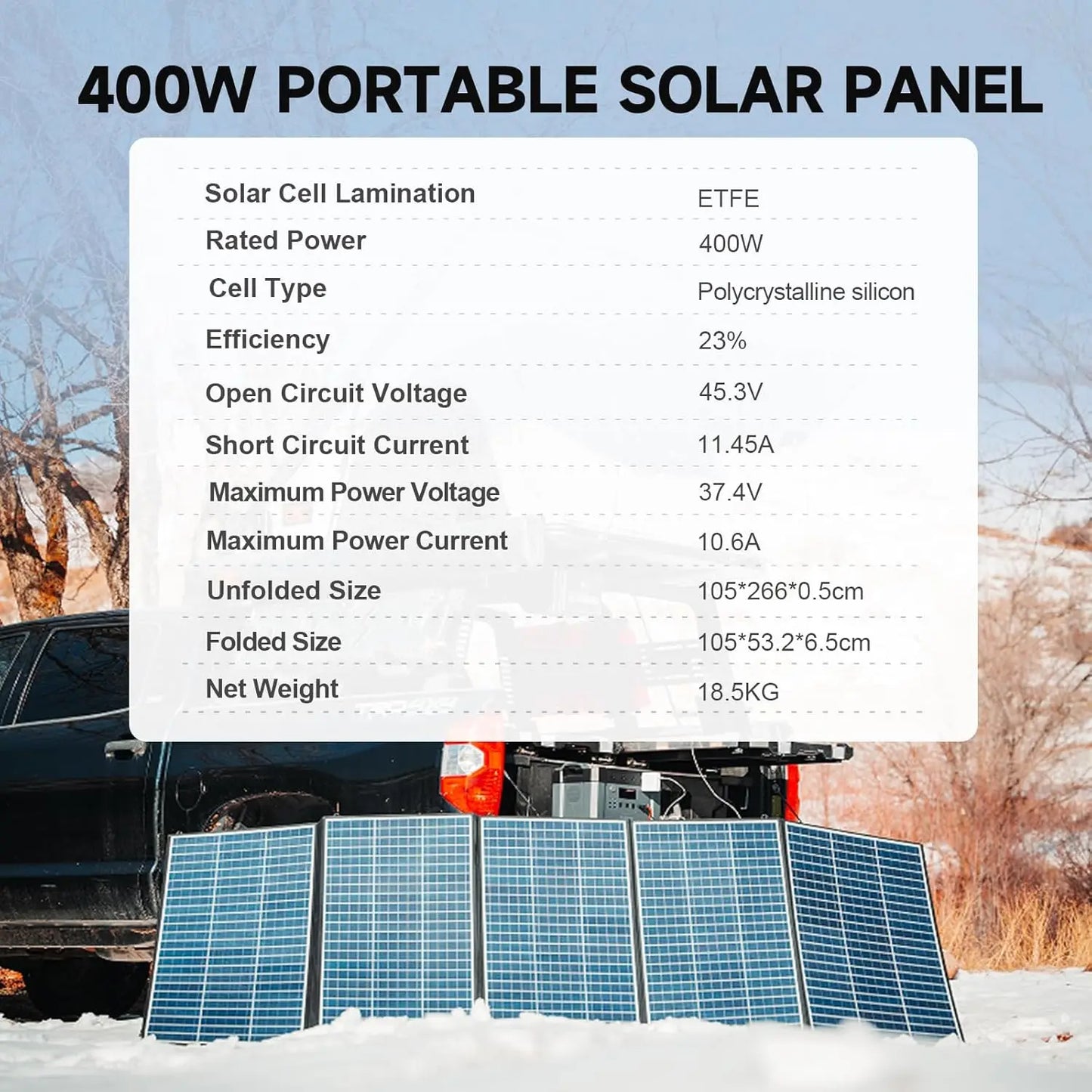 ALLPOWERS SP037 400W Portable Solar Panel,Foldable and Storage,Ip67 Waterproof,Suitable for Off-Grid Rvs,Camping,And Plug-And-Play Use,With Stand