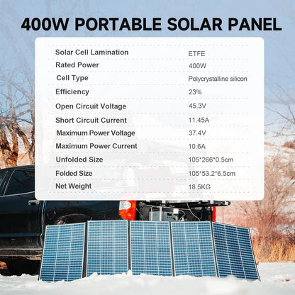 ALLPOWERS SP037 400W Portable Solar Panel,Foldable and Storage,Ip67 Waterproof,Suitable for Off-Grid Rvs,Camping,And Plug-And-Play Use,With Stand