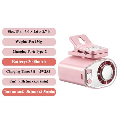 JOYTUTUS Semiconductor Cooling Clip-On Fan - Portable Clip Fan, Car Accessories, 360° Rotatable, 100-Speed Adjustable, USB Rechargeable, 3000Mah 20Hr Battery, LED Display, Cool Tech Gadget, Cars Accessories