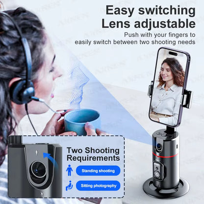 2026 New 360 Rotation Follow-Up Gimbal Stabilizer Monopod Desktop Tracking Gimbal with Remote for Live Photography