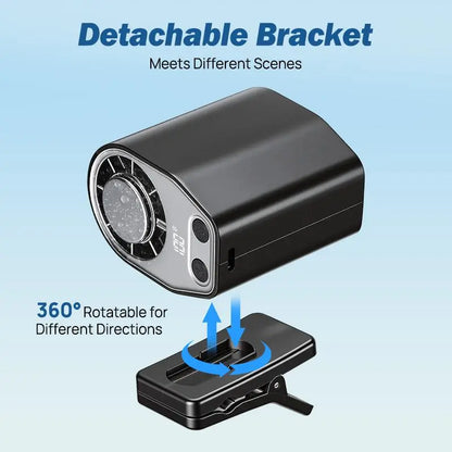 JOYTUTUS Semiconductor Cooling Clip-On Fan - Portable Clip Fan, Car Accessories, 360° Rotatable, 100-Speed Adjustable, USB Rechargeable, 3000Mah 20Hr Battery, LED Display, Cool Tech Gadget, Cars Accessories